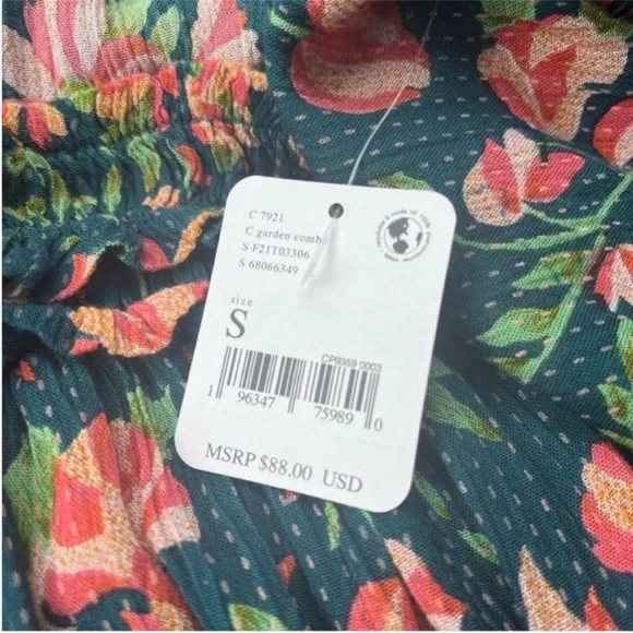 Free People Suki Blouse in Garden Combo Size Small NWT - Picture 5 of 9